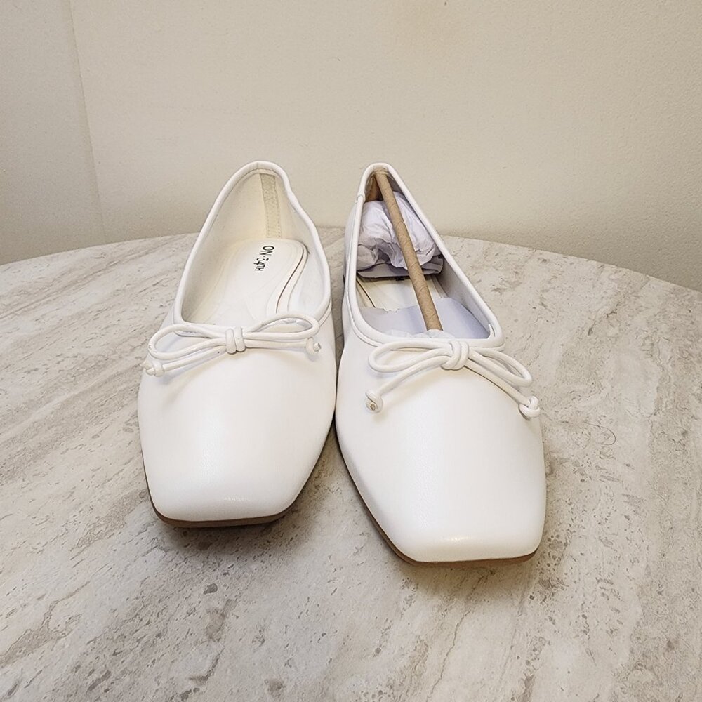 On 34th Naomie Ballet Flats White Smooth 8M - A011